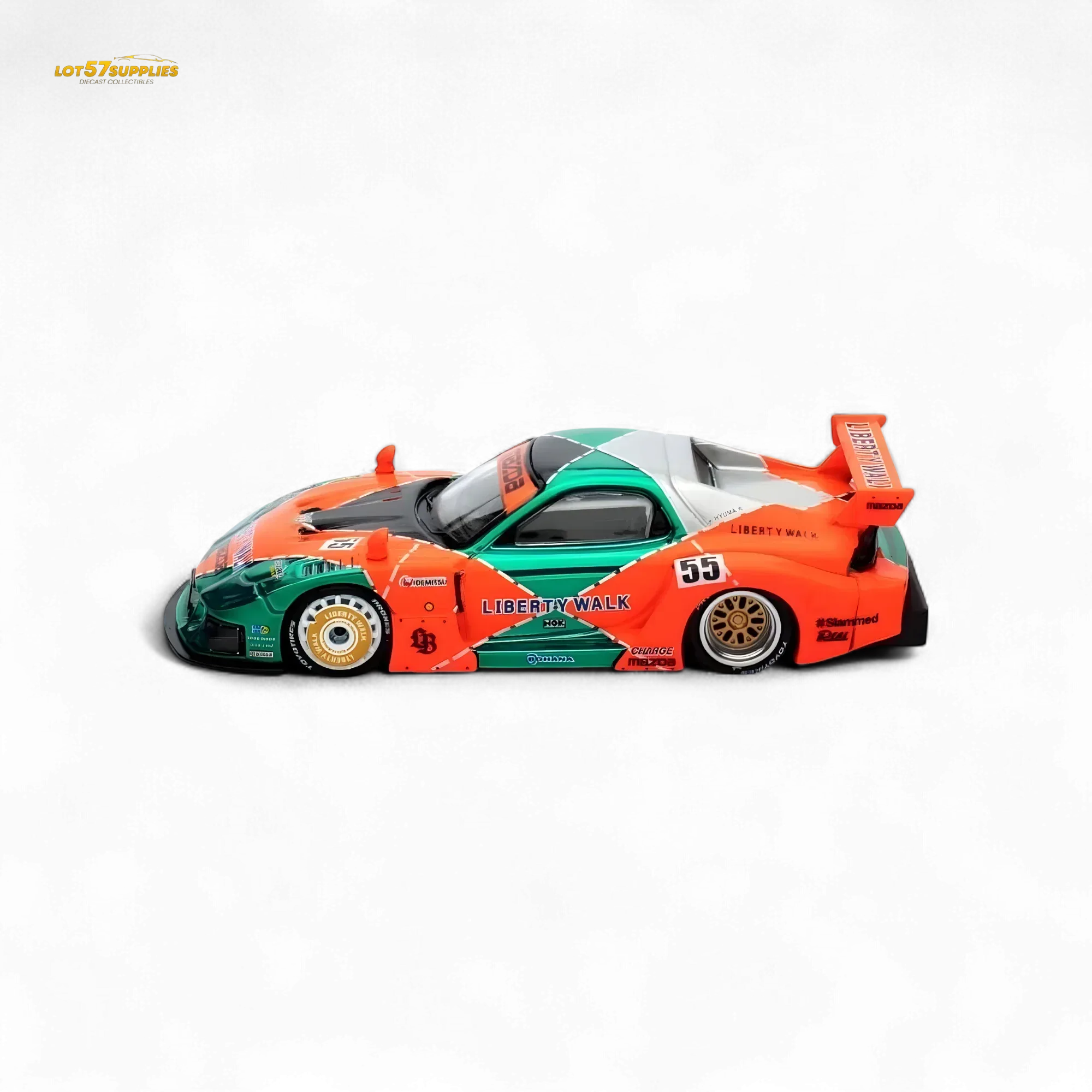 Inno64 Mazda RX-7 LBWK FD3S Orange/Green 1:64 - Image 2