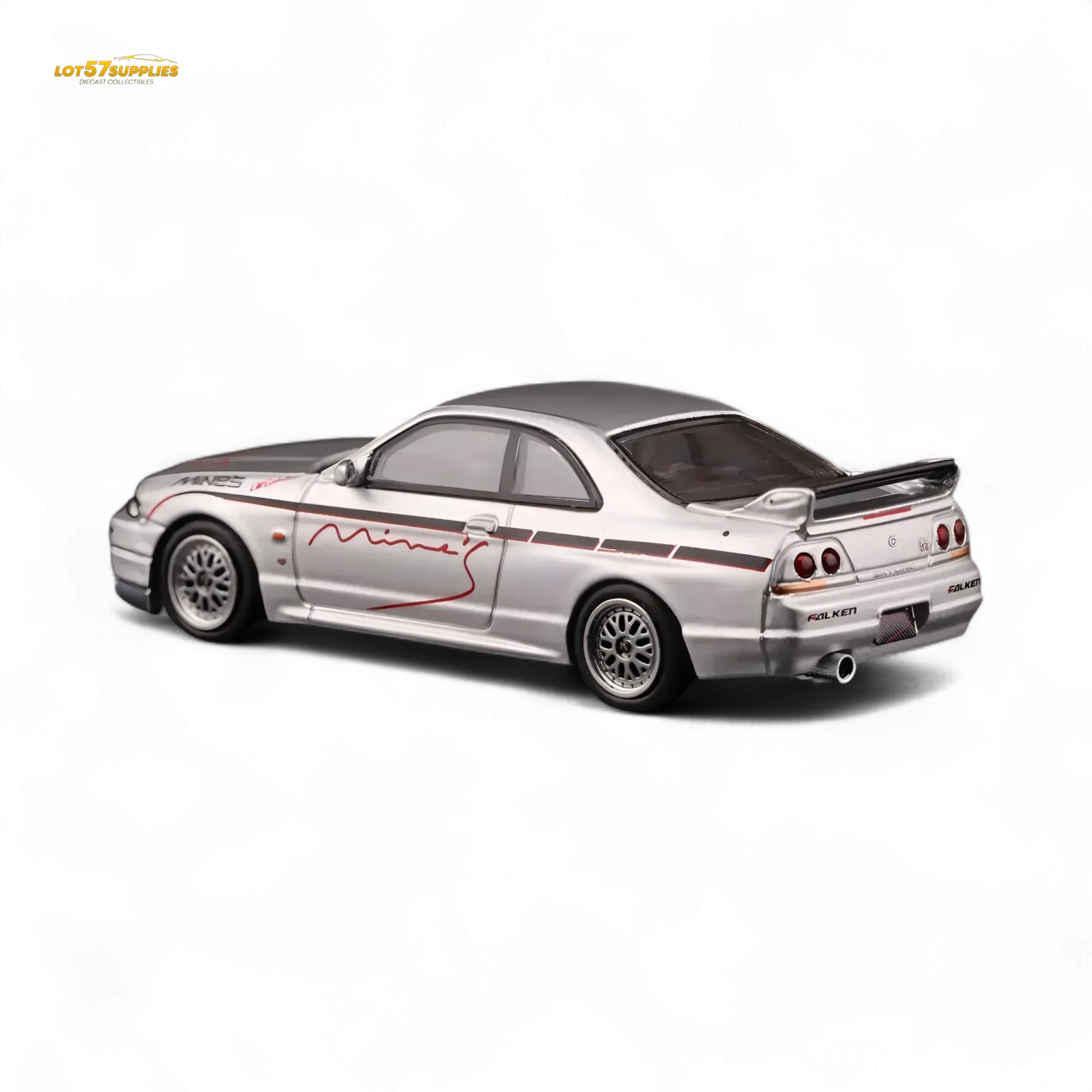Inno64 Nissan Skyline GT-R R33 "Tuned by Mine's" Silver 1:64 - Image 3