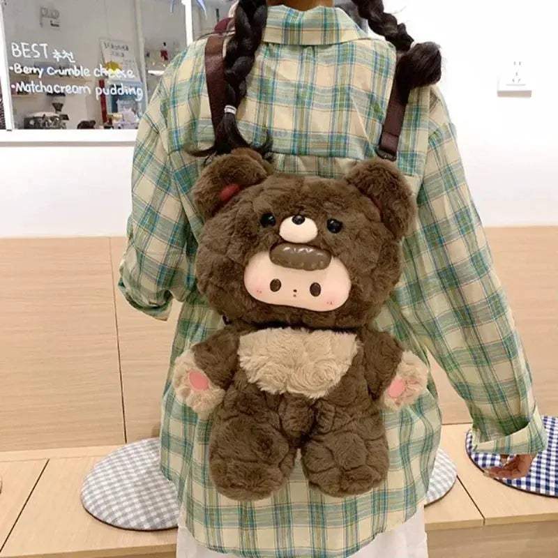 Adorable Bear Plush Backpack Crossbody Bag For Women