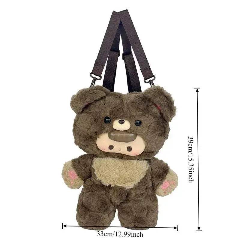 Adorable Bear Plush Backpack Crossbody Bag For Women - Image 6