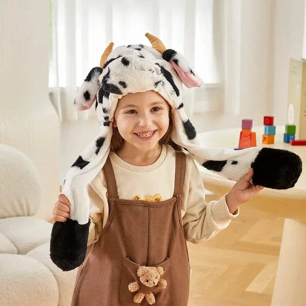 Interactive Plush Cow Hat For Kids With Moving Ears - Image 2