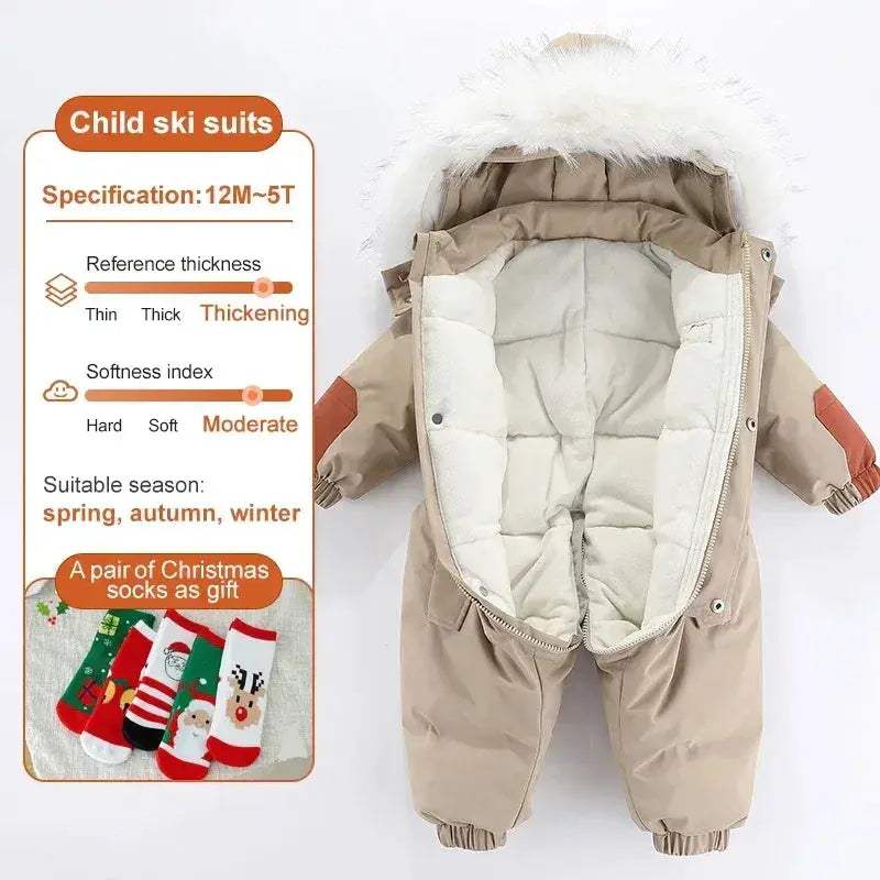 Ircomll Winter Baby Ski Suit Hooded Waterproof for Infants 1 to 3 Years - Image 5