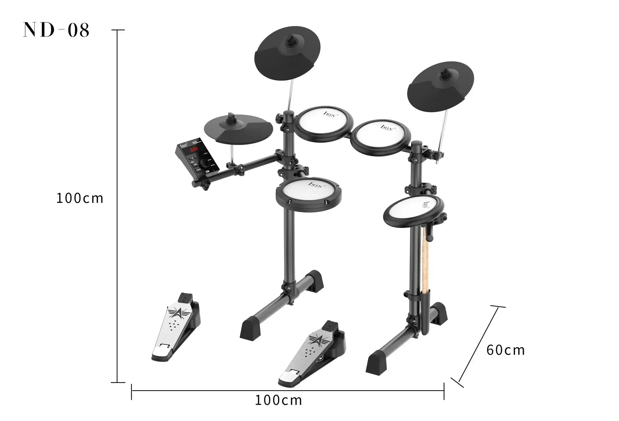 IRIN ND08 Pro Electronic Drum Kit Bluetooth MIDI Mesh Heads - Image 2