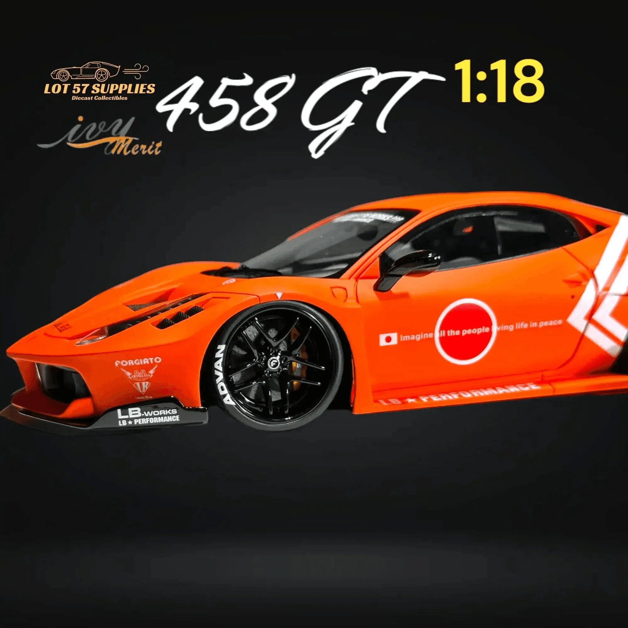 IVY MERIT Ferrari 458 GT LBWK Orange 1:18 - Image 5