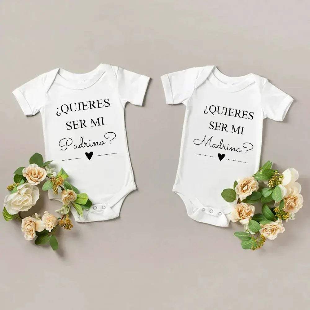 Jiangkao Baby Bodysuit Do You Want To Be My Godmother Godfather for Newborn