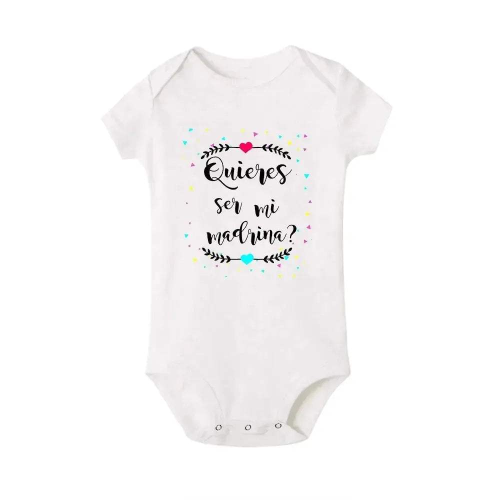 Jiangkao Baby Bodysuit Do You Want To Be My Godmother Godfather for Newborn - Image 13