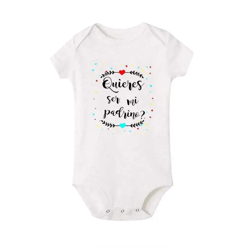 Jiangkao Baby Bodysuit Do You Want To Be My Godmother Godfather for Newborn - Image 21