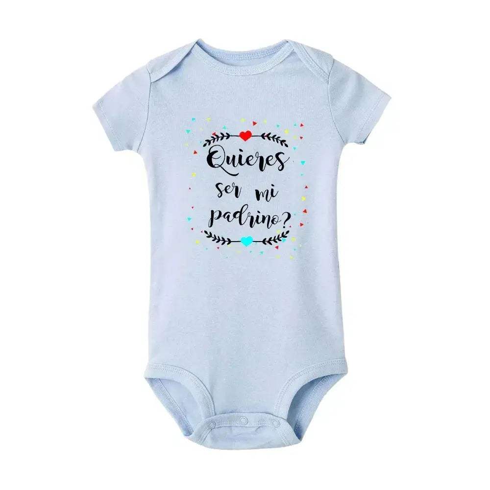 Jiangkao Baby Bodysuit Do You Want To Be My Godmother Godfather for Newborn - Image 22