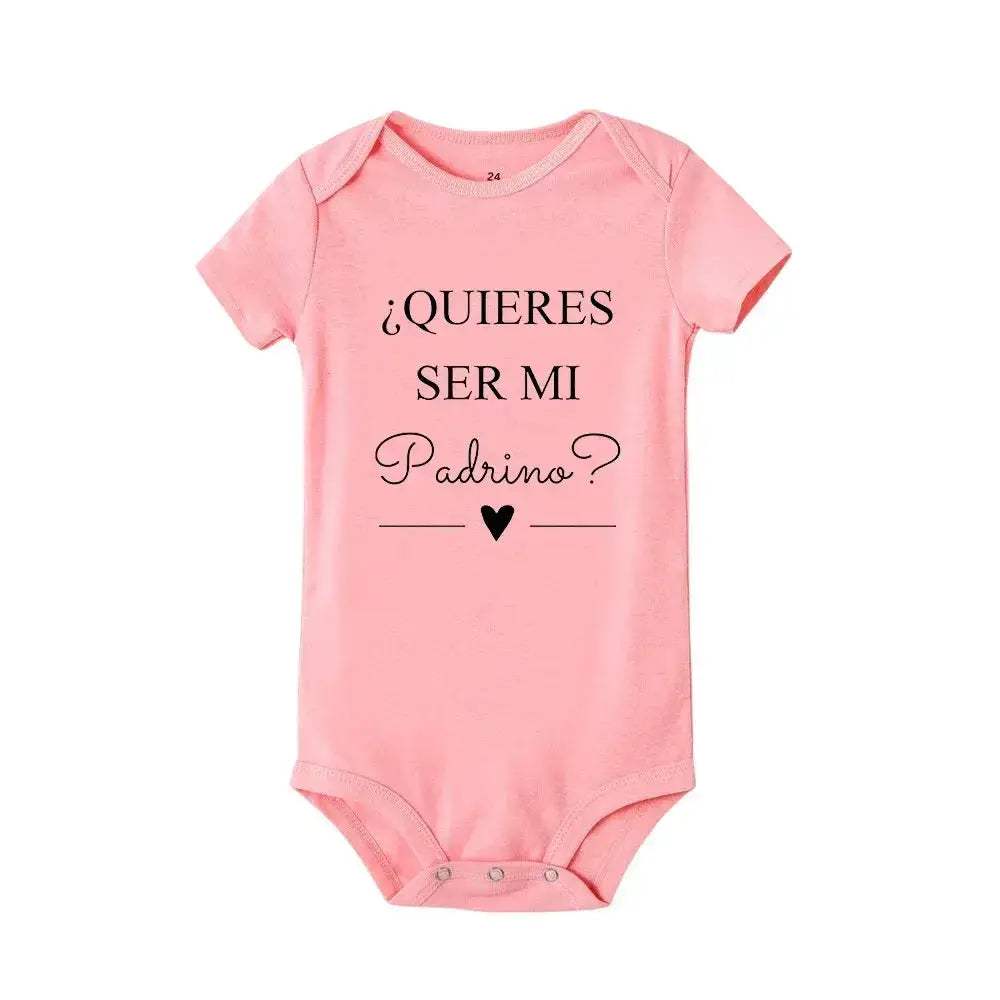 Jiangkao Baby Bodysuit Do You Want To Be My Godmother Godfather for Newborn - Image 9