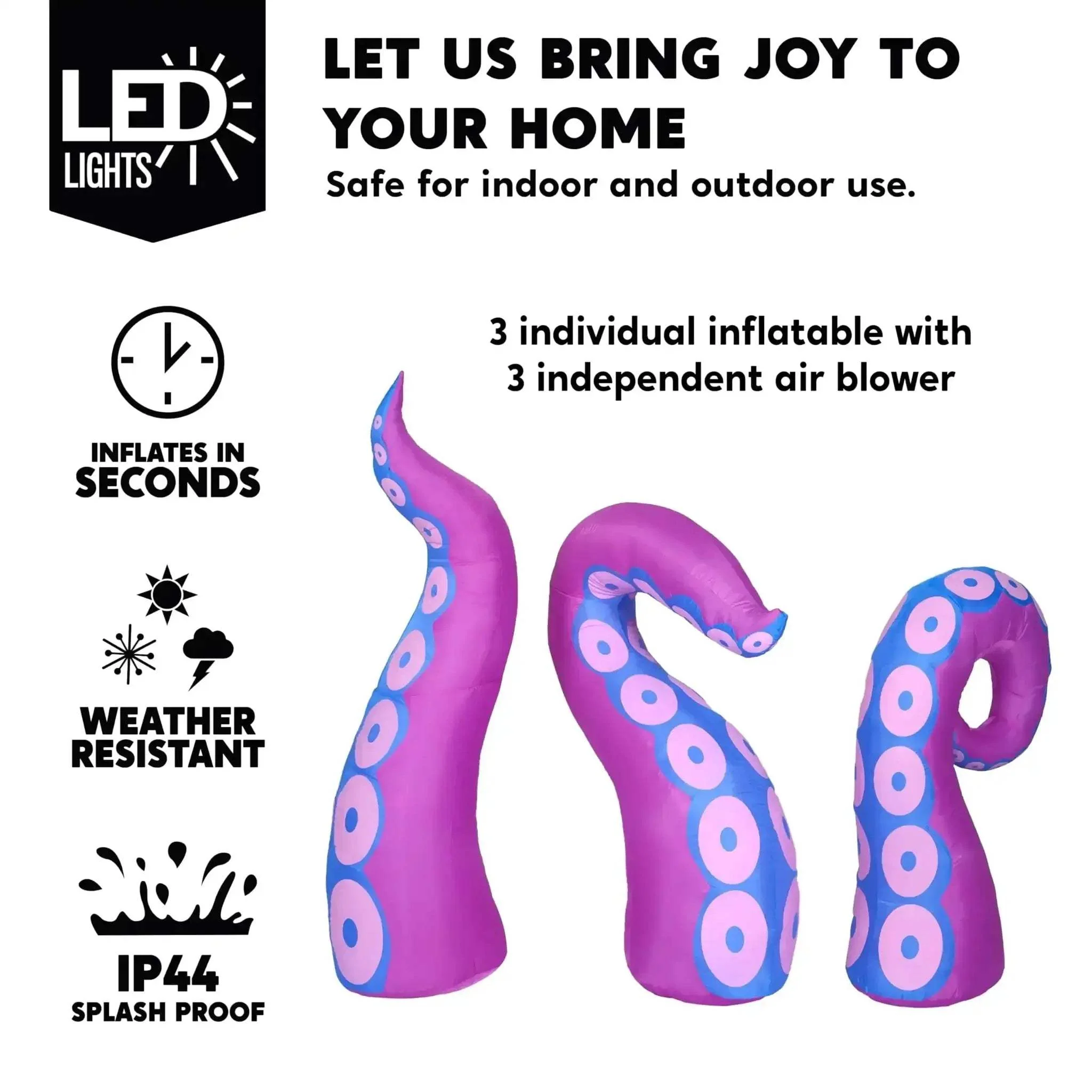 Halloween Inflatable Octopus Tentacles Trio With LEDs For Windows - Image 3