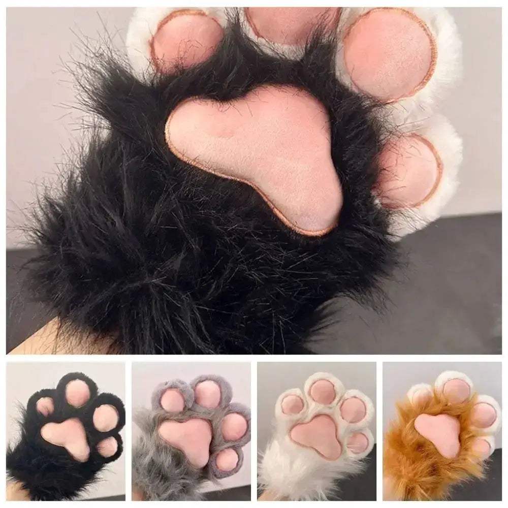 Kawaii Cartoon Cosplay Costume Gloves Plush Cat Paw Fursuit For Furry Fans - Image 6