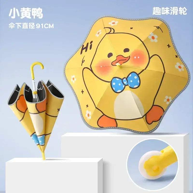 Kawaii Kids Safety Umbrella With Reflective Rain Sun Protection - Image 23