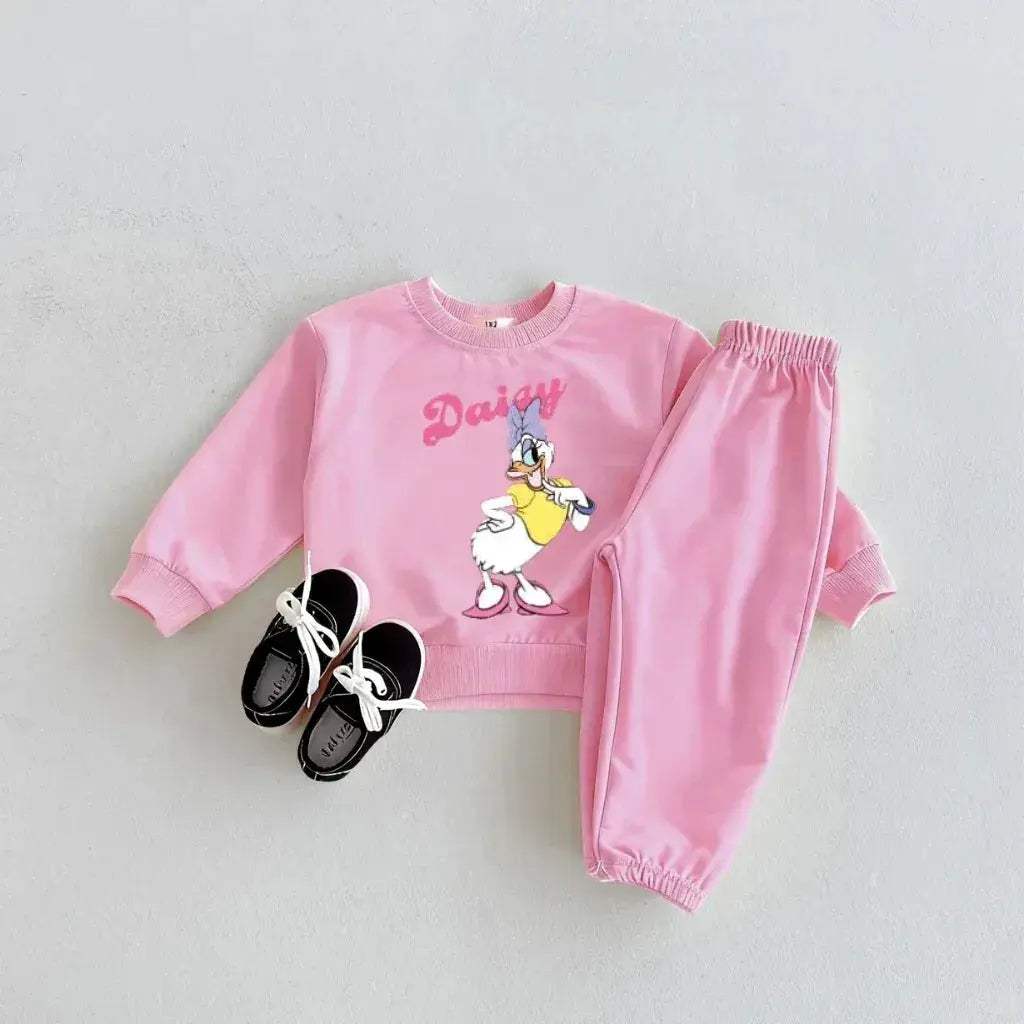 Kids 2-Piece Cartoon Print Long Sleeve Sweatshirt Set Cotton-Polyester 1-3Y - Image 4