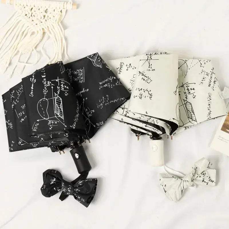 Kids Automatic Folding Umbrella UV Protection With Math Formula Pattern