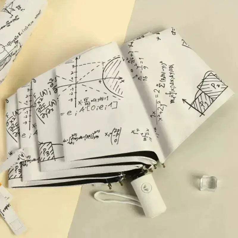 Kids Automatic Folding Umbrella UV Protection With Math Formula Pattern - Image 7