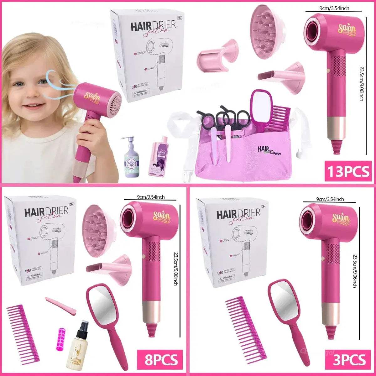 Kids Beauty Salon Set With Realistic Hair Dryer Pretend Play - Image 6