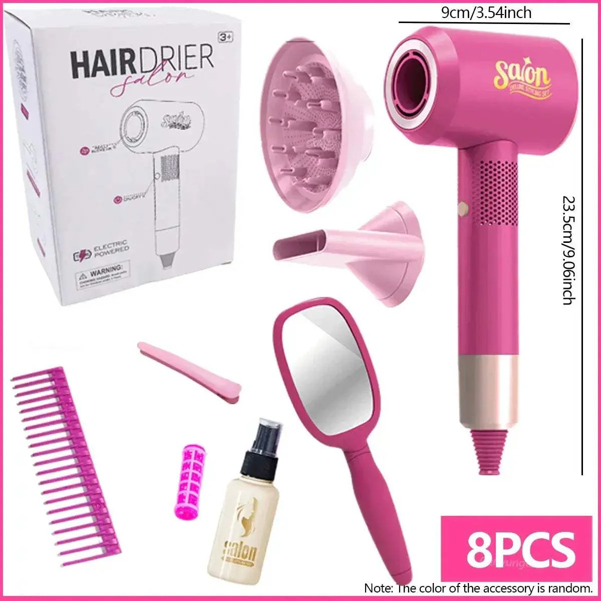 Kids Beauty Salon Set With Realistic Hair Dryer Pretend Play - Image 8