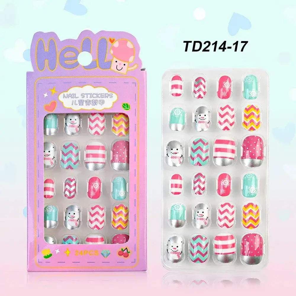 Kids Cartoon Nail Tips Set Full Coverage Colorful False Nails - Image 33