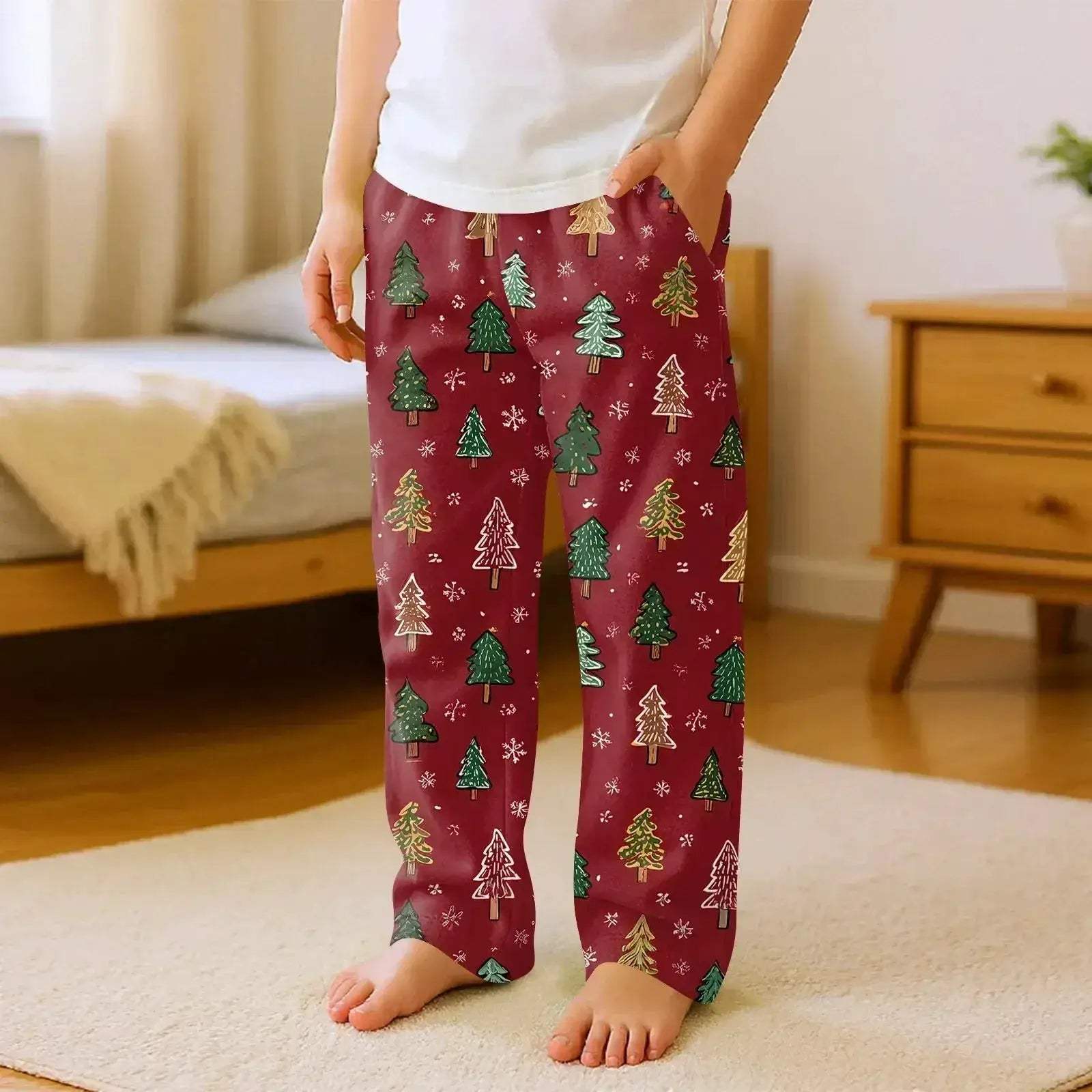 Kids Christmas Pajama Pants Loose Fit Cozy Cartoon Print - Image 2