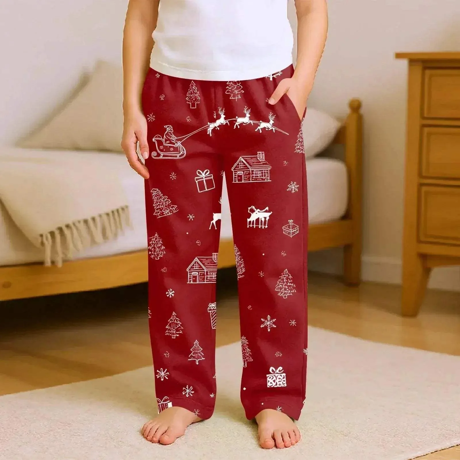 Kids Christmas Pajama Pants With Cartoon Print For Cozy Nights - Image 7