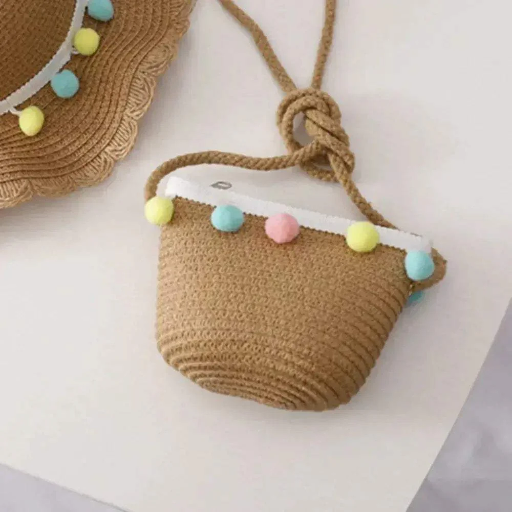 Kids Cute Hand Bag Children's Weave Shoulder Bags Fashion Straw Cross Bag For Girls Made From Natural - Image 21