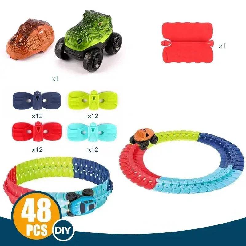 Kids DIY Slot Car Track Set With Flexible Changeable Rails - Image 10
