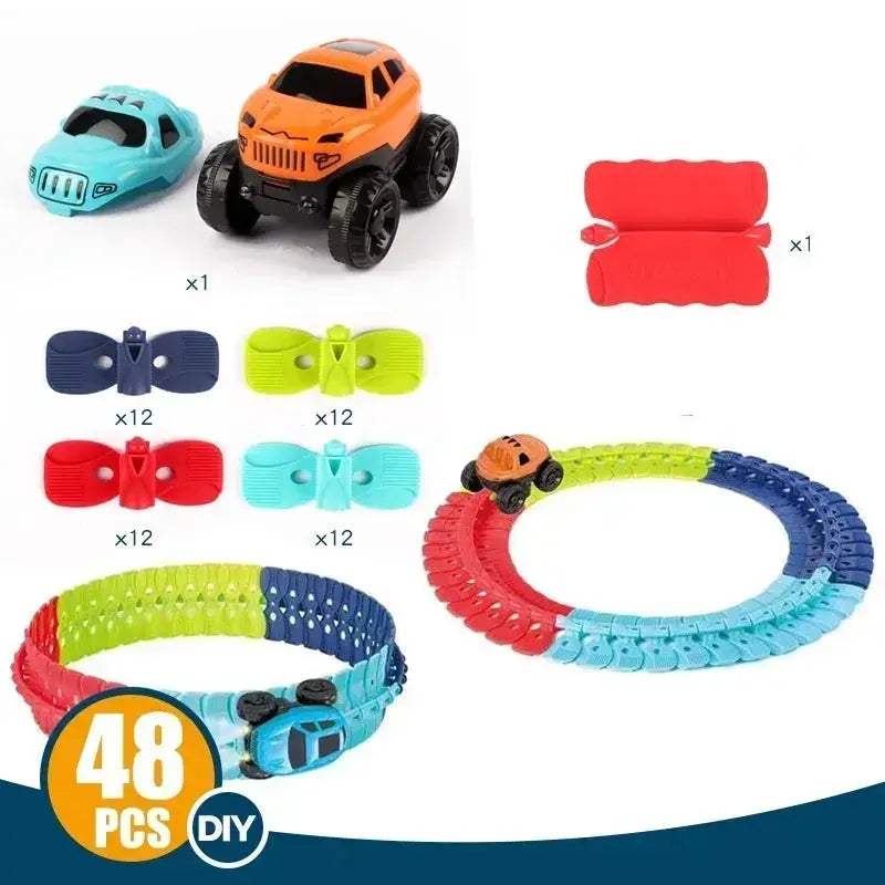 Kids DIY Slot Car Track Set With Flexible Changeable Rails - Image 8