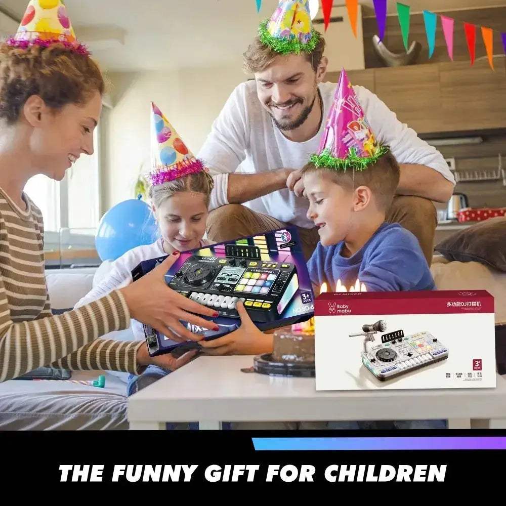Kids DJ Mixer Bluetooth Turntable Toy with Microphone - Image 3