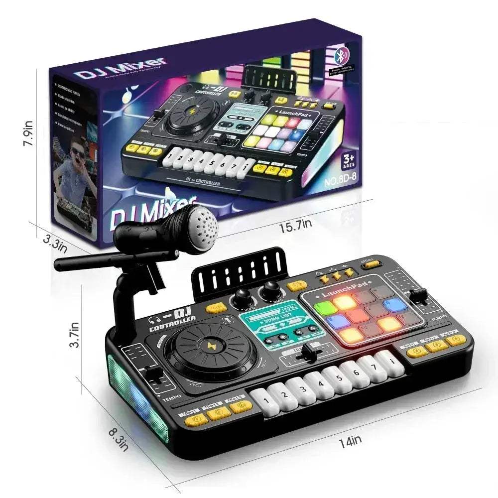 Kids DJ Mixer Bluetooth Turntable Toy with Microphone - Image 5