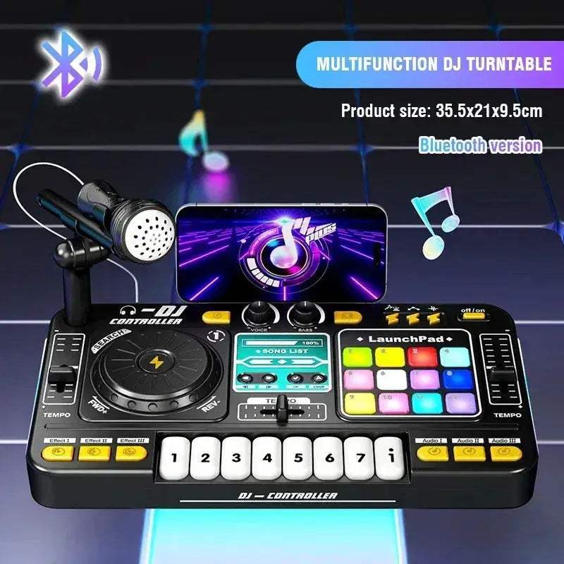 Kids DJ Mixer Bluetooth Turntable Toy with Microphone - Image 7