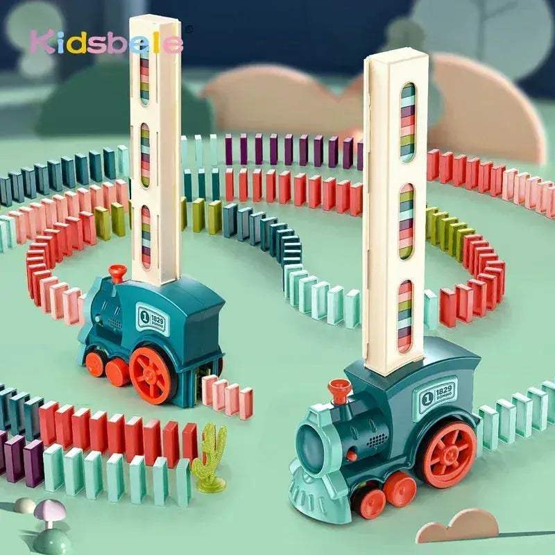 Kids Domino Train Set With Sound Lights Educational Play Gift
