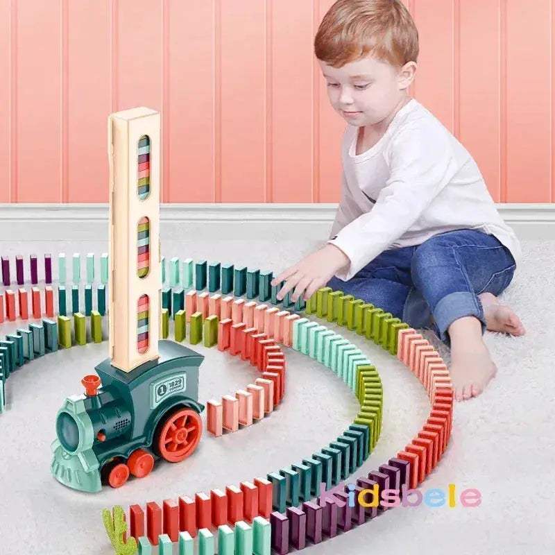 Kids Domino Train Set With Sound Lights Educational Play Gift - Image 2