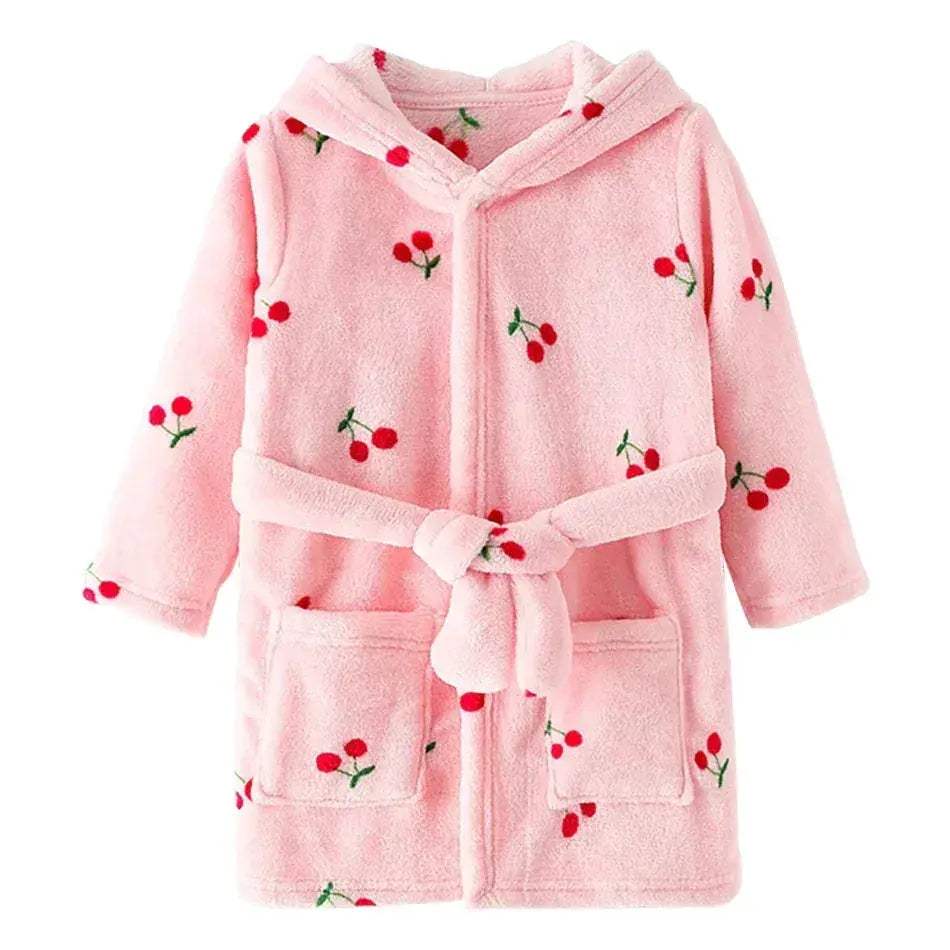 Kids Hooded Flannel Bathrobe With Cartoon Print Comfort - Image 13