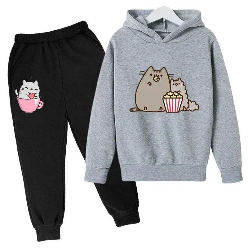 Kids Hoodie Set 7 13Y Unisex Cartoon Print Cotton Polyester O Neck Winter - Image 31