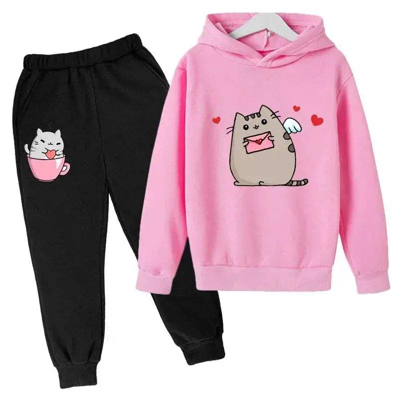Kids Hoodie Set 7 13Y Unisex Cartoon Print Cotton Polyester O Neck Winter - Image 5