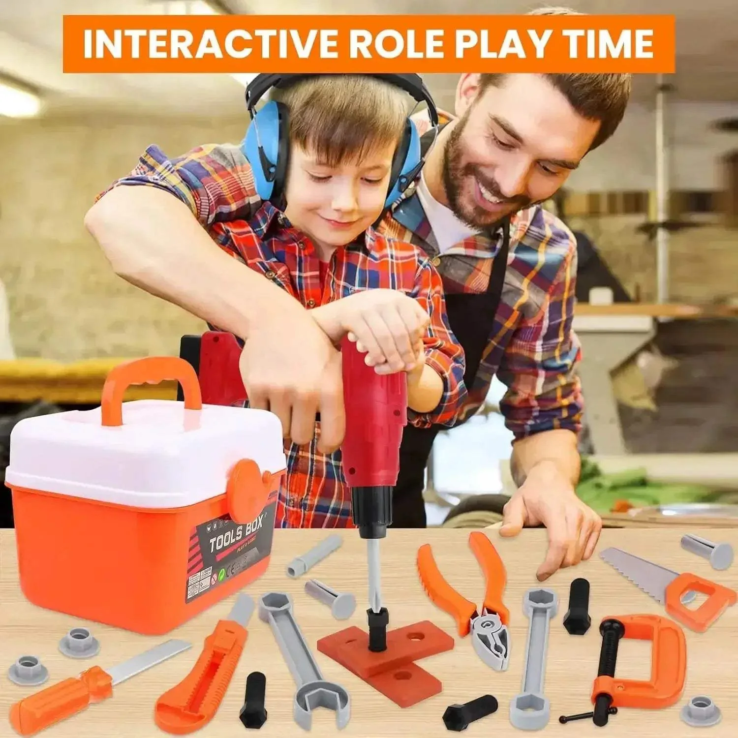 Kids Lightweight Tool Set 39 To 42 Piece Construction Case - Image 2
