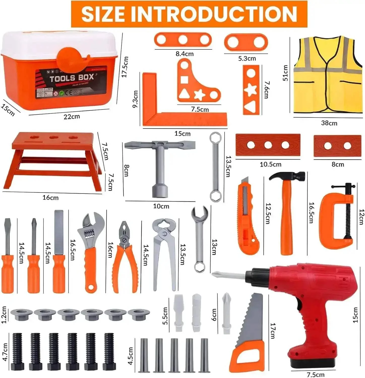 Kids Lightweight Tool Set 39 To 42 Piece Construction Case - Image 6