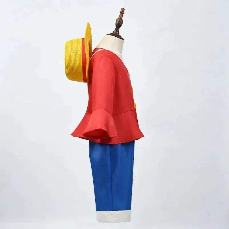 Kids Luffy Cosplay Costume With Straw Hat Full Set - Image 3