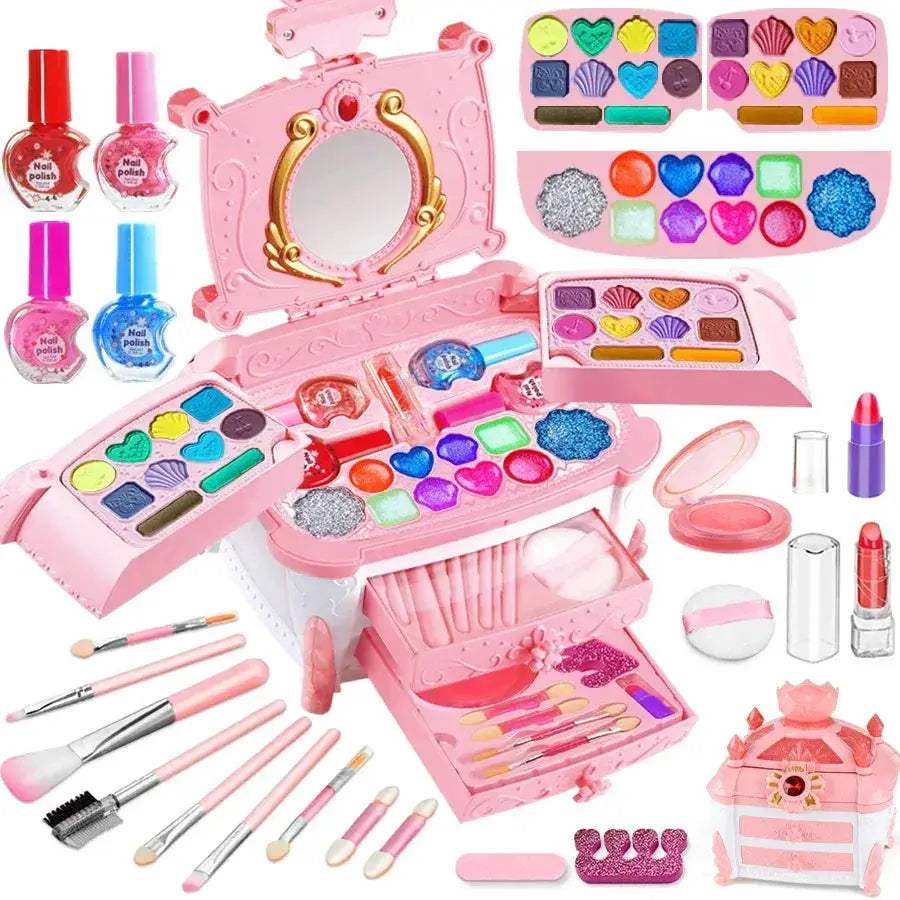 Washable Kids Makeup Kit For Girls Realistic Dress Up Toy