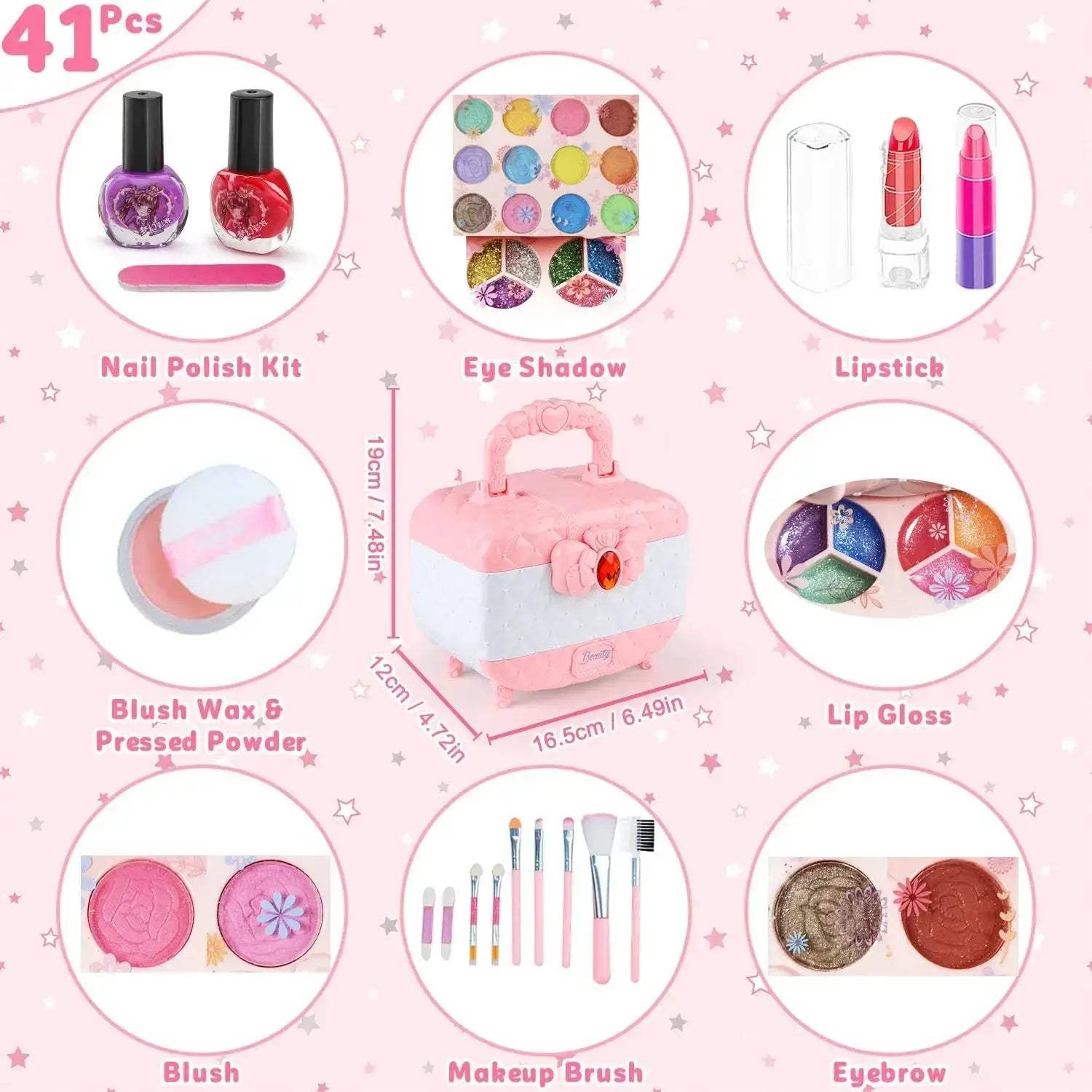 Kids Makeup Kit for Girls Washable Pretend Play Set - Image 6