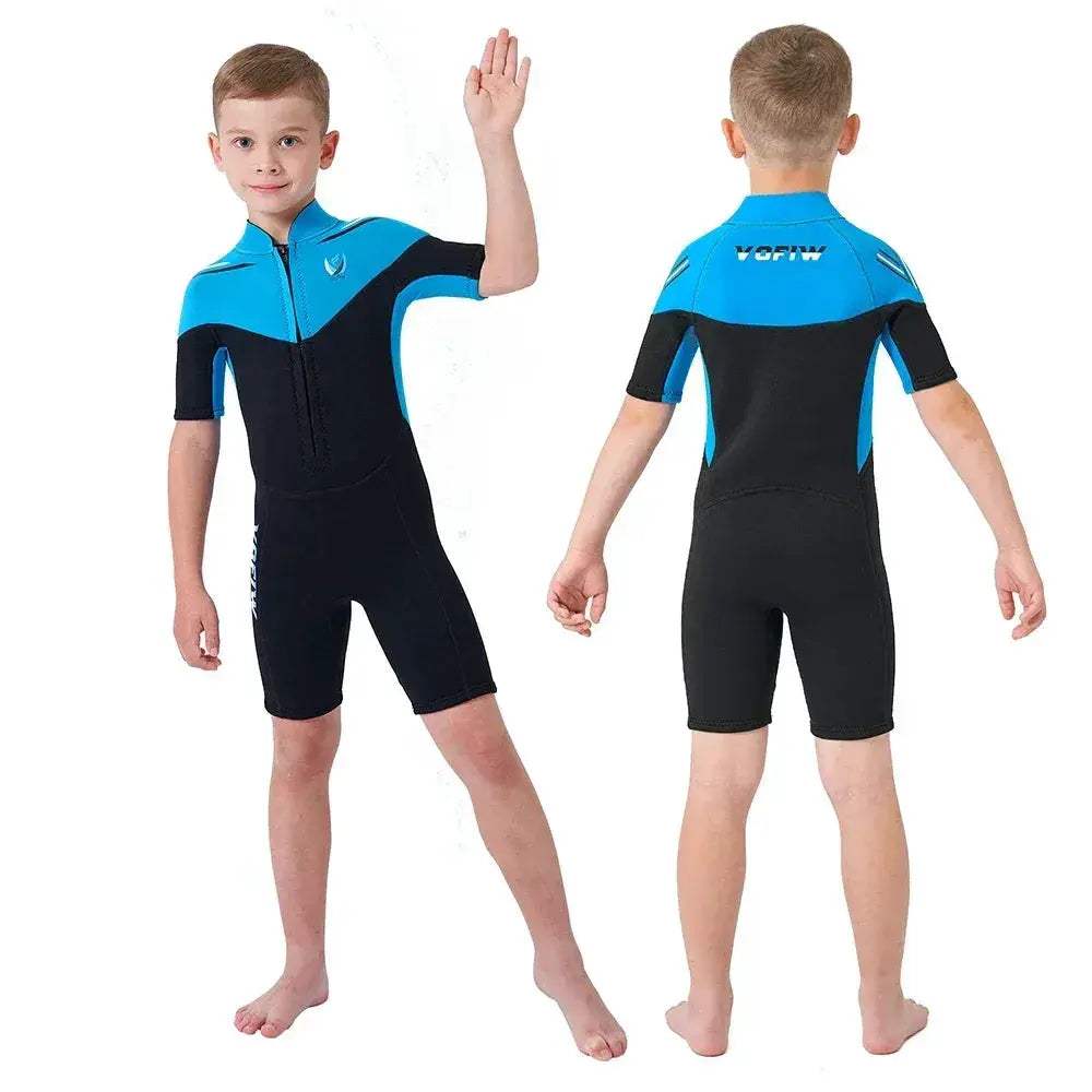Kids Neoprene Wetsuit With Front Zip For Surfing Warmth - Image 6