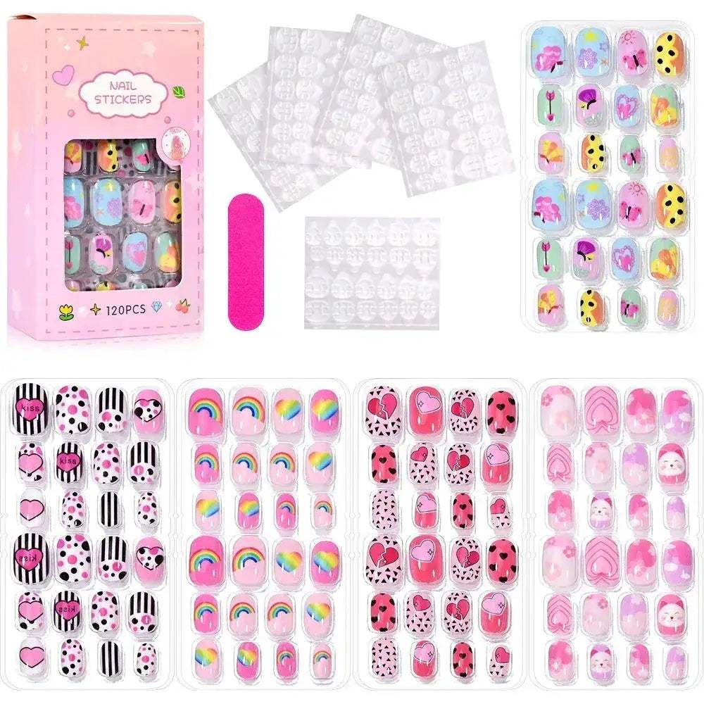 Kids Press On Nails 120Pcs Cartoon Acrylic Easy Fit - Image 11
