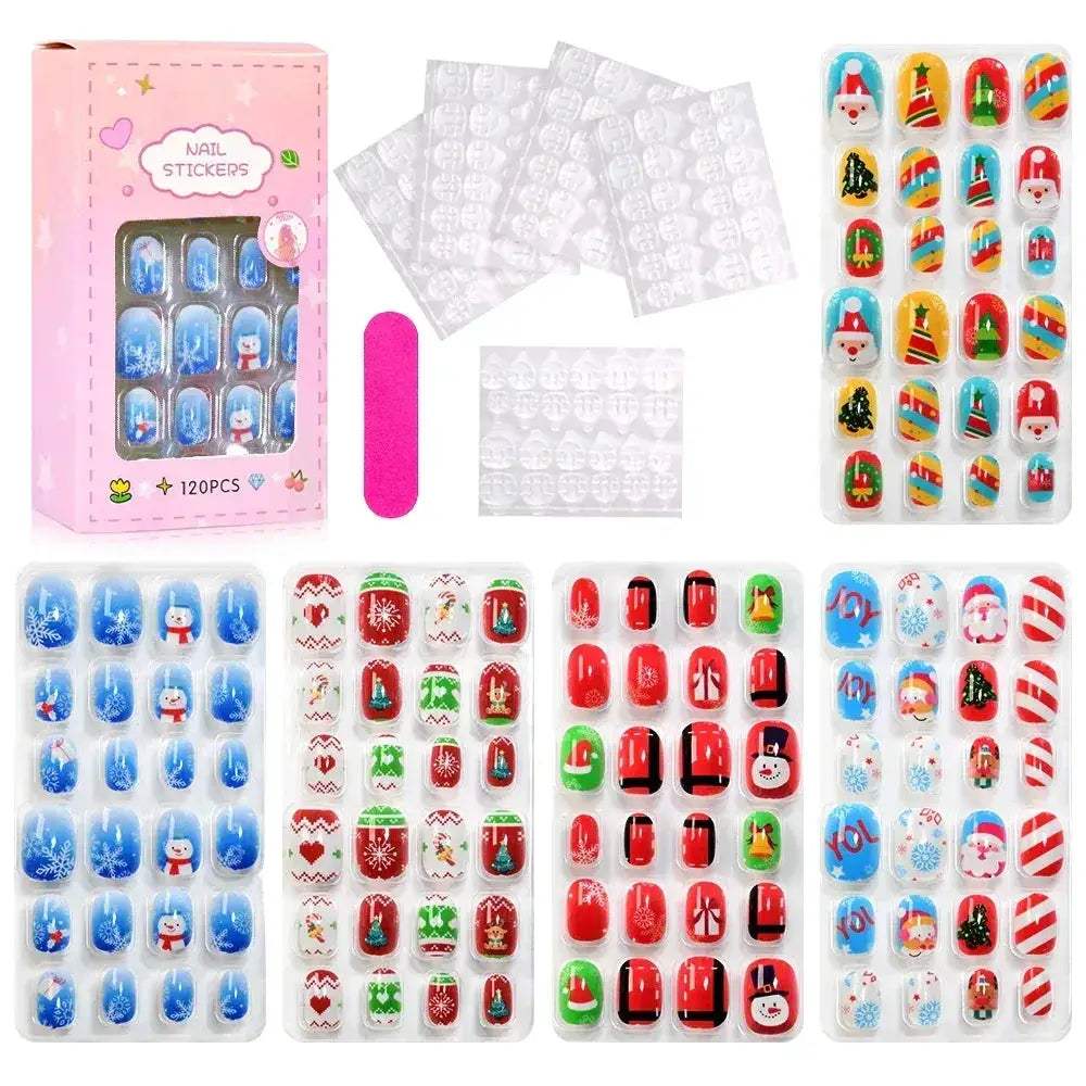 Kids Press On Nails 120Pcs Cartoon Acrylic Easy Fit - Image 13