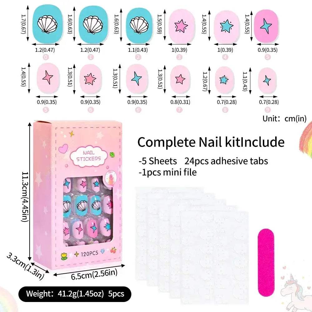 Kids Press On Nails 120Pcs Cartoon Acrylic Easy Fit - Image 5