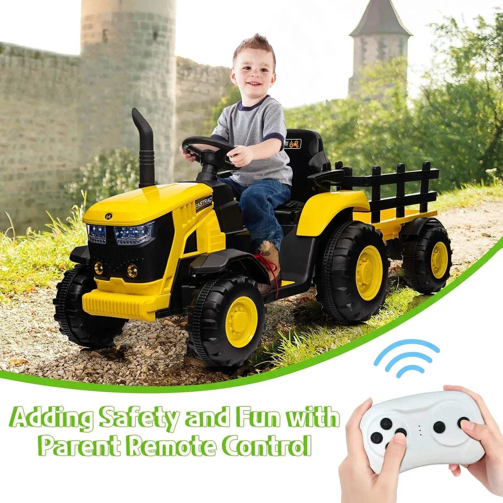 Kids Ride On Tractor With Remote Control And Bluetooth Music - Image 2