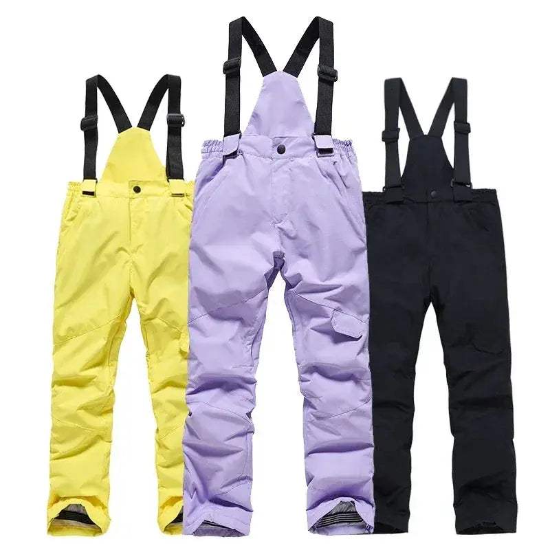 Kids Ski Pants Waterproof Warm Bibs For Winter Snowboarding