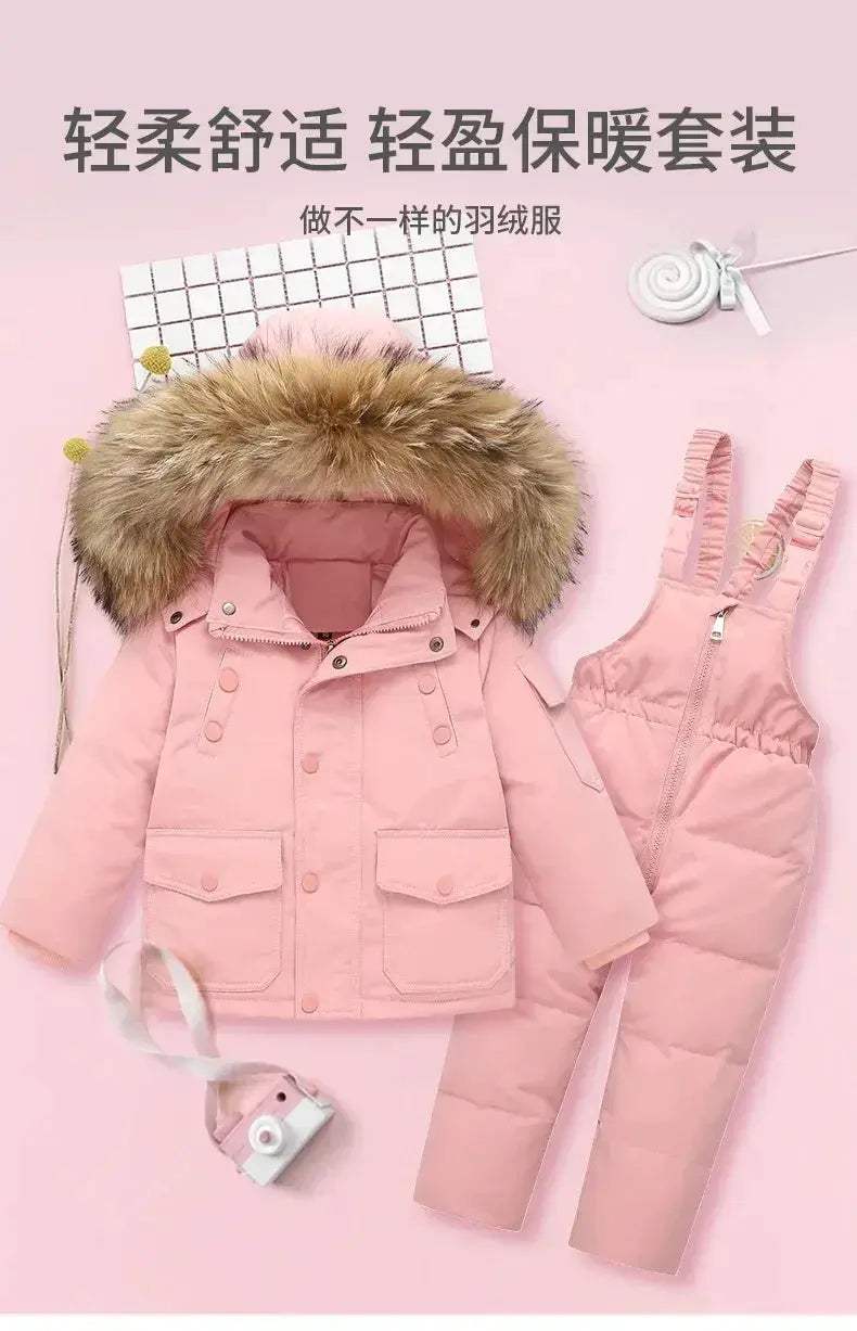 Kids Ski Suit Set Thickened Warm Two Piece Winter Gear - Image 2