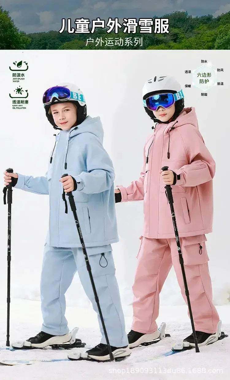 Kids Ski Suit Set Waterproof Warm Windproof Insulated Winter - Image 3