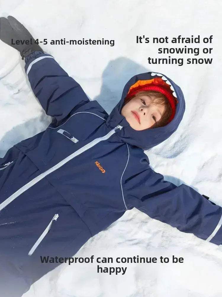 Kids Ski Suit Waterproof Warm Insulated One Piece Snow Gear - Image 3