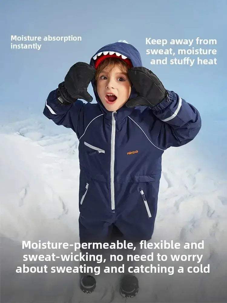 Kids Ski Suit Waterproof Warm Insulated One Piece Snow Gear - Image 5
